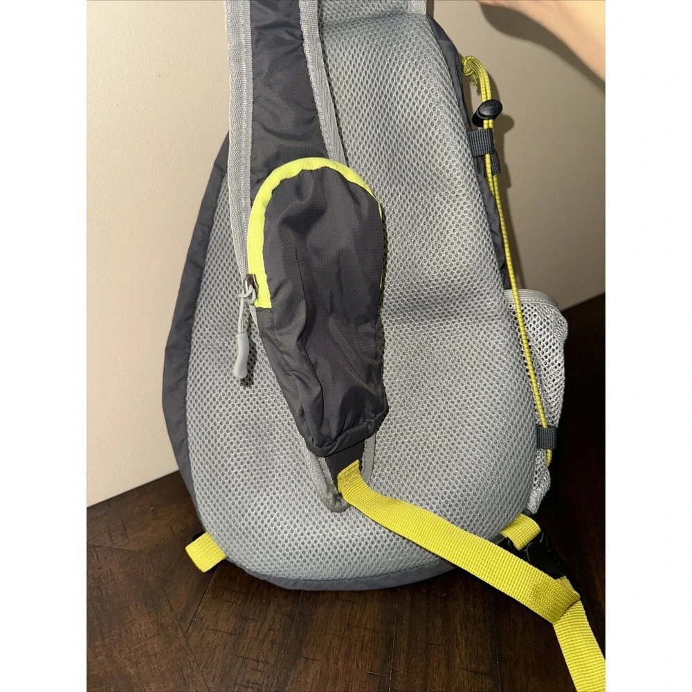 Eddie Bauer Bag Unisex OS Gray‎ Neon Green 100% Nylon Hiking Sling Back Shoulder